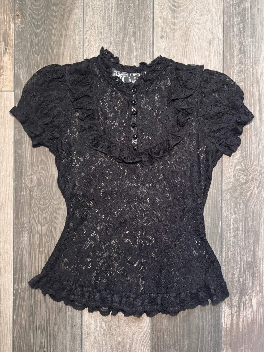 Killstar Black Lace Ruffle Top Size XS